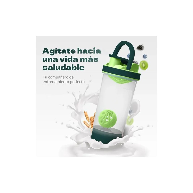 Shaker Mezclador Awvuq 700ml Verde Con Filtro Proteína Gimnasio Libre