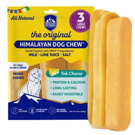 Himalayan Dog Chew Original Yak Cheese Dog Chew, 3 XL/Large Sticks, 3.3 oz, Gluten Free, Healthy Dog Treats, Grain & Lactose Free 100% Natural, Long Lasting Chews for Dogs Under 65 lbs
