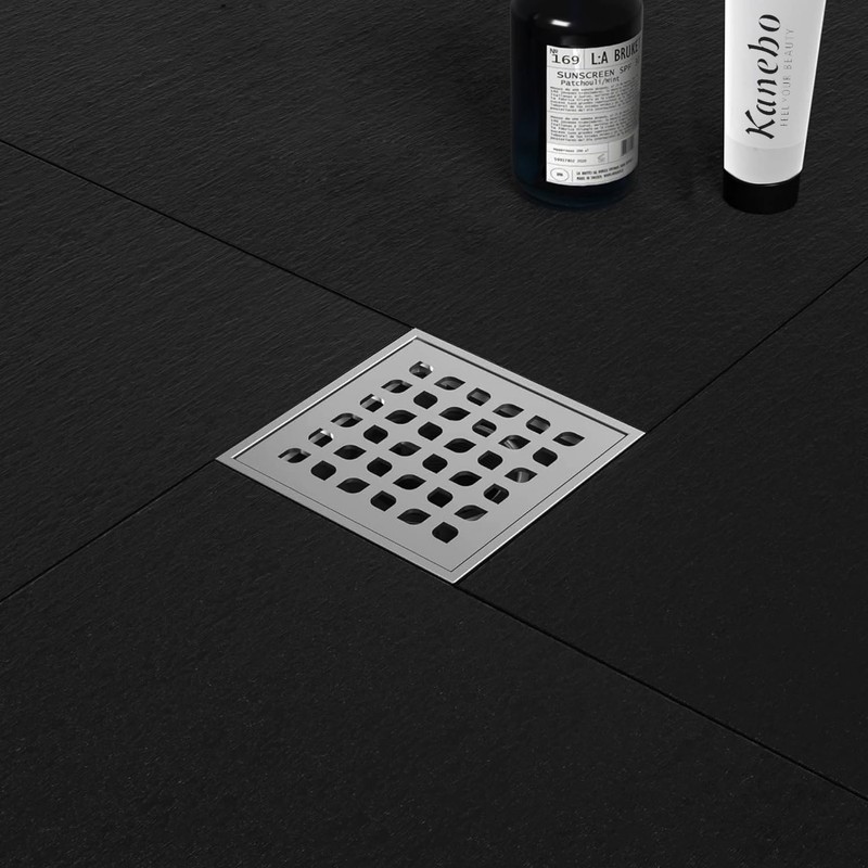 Neodrain 4 in Square Shower Drain Brushed 304 Stainless Steel