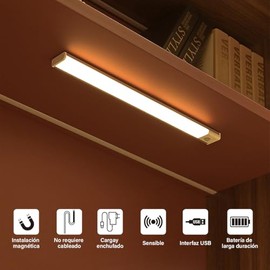6PCS 30CM Luz LED Magnética Con Sensor De Movimiento (Cálida 3300K)