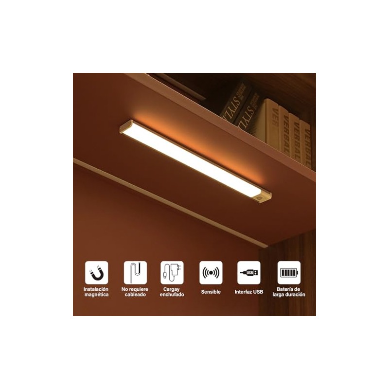 6PCS 30CM Luz LED Magnética Con Sensor De Movimiento (Cálida
