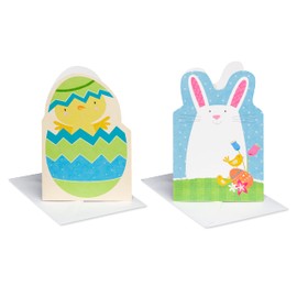 American Greetings Easter Cards for Kids with Envelopes, Chick in Egg and Bunny (6-Count)
