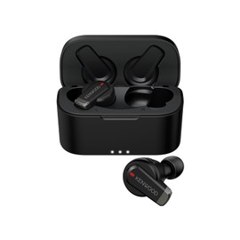 JVCKENWOOD KH-BIZ70T-BA Wireless Earphones, Bluetooth Noise Cancelling, Black, Up to 21h Playback, Sound Capture, Low Latency, Sticker Included