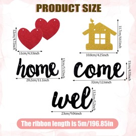 Welcome Home Banner, Black Glitter Welcome Back Home Yard Sign Family Party Supplies Funny Party Decor for Family Celebrations Housewarming Military Army Homecomings Theme Parties