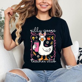 Back to School Shirt, Silly Goose Teacher Club Shirt, Funny Teacher Appreciation Gift Tee Tops Made in USA Wine Red