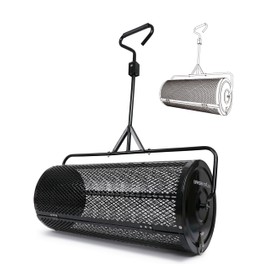 Compost Spreader 36 Inch Towable Peat Moss Spreader with Installation Support Accessories, Metal Mesh Roller Lawn Spreader for Top Soil, Manure, Mulch, Top Dressing - Garden spreaders for lawns