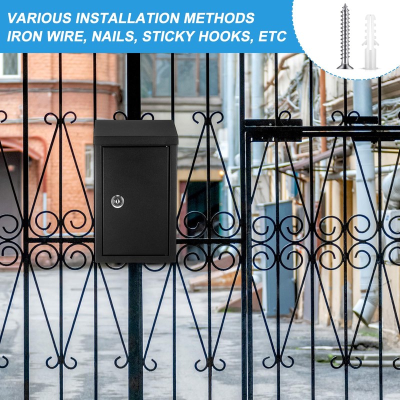 Yaocom Metal Locking Mailbox Wall Mount Key Drop Mailbox for