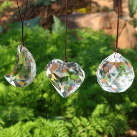 Pack of 3 Crystal Suncatchers, Crystal Decorative Pendants, Rainbow Makers for Windows, Glass Ornaments, Chandeliers