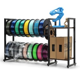 EnigmaSoul Desktop 3D Printer Filament Storage Rack with Wooden Display Shelves, Heavy-Duty Filament Spool Holder Stand for 3D Prints & Accessories, Ideal for 3D Printing Studio, Office, Workshop