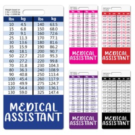 Besoar 5 Pack Medical Assistant Badge Buddy Card Holder - Vertical MA Nursing Accessories Blue Pink Purple Red Black Colors ID Name Identification Tags with Conversion Charts for Medical Work