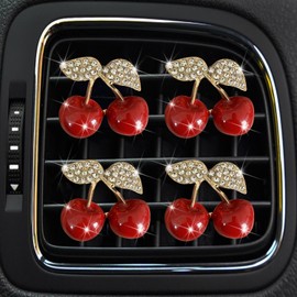 1Pc Cherry Car Air Vent Freshener Clip with Rhinestone, Decorative Fragrance Perfume Diffuser