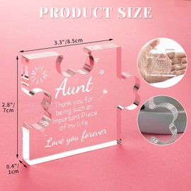 Funnli Aunt Gifts from Niece Acrylic Puzzle Plaque - Gifts for Aunt 3.35 x 2.76 Inch Desk Decorations Best Aunt Ever Gifts - Great Auntie Gifts Card for Birthday Christmas Anniversary Mothers Day