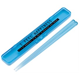 Skater ABC3AG-A Chopsticks, 7.1 inches (18 cm), Chopsticks Case Set, Antibacterial, For Adults, See-through, Blue, Made in Japan