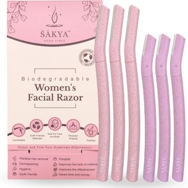 Sakya Maquinilla de afeitar biodegradable para mujer Maquinilla de afeitar facial Dermaplane para mujer Cortadora de pelo facial para mujeres uso corporal Cuchillas desechables para depilación facial multiusos - 6 piezas