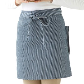 Astro 602-50 Navy Striped Denim Style Cafe Half Apron Unisex with Pockets