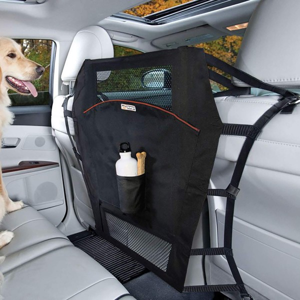 Kurgo Backseat Dog Barrier for Cars & Suv,Automotive Pet Barrier,Backseat Barrier for Dogs,Reduce Distractions while Driving,Mesh Opening,Easy Installation,storage Pockets,Universal Fit Black Medium