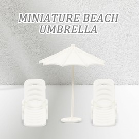 LEDMOMO 1 Set Sandboard Model Material Miniature Beach Umbrella Beach Chair Mini House Ornament Miniature Beach Umbrella Mini Chair Abs White
