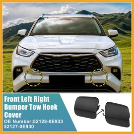Partuto 1 Pair Unpainted Front Left Right Bumper Tow Hook Cover for Toyota Highlander 2020-2023 Front Bumper Tow Hook Eye Cap No.52128-0E933/52127-0E930 Black Replacement