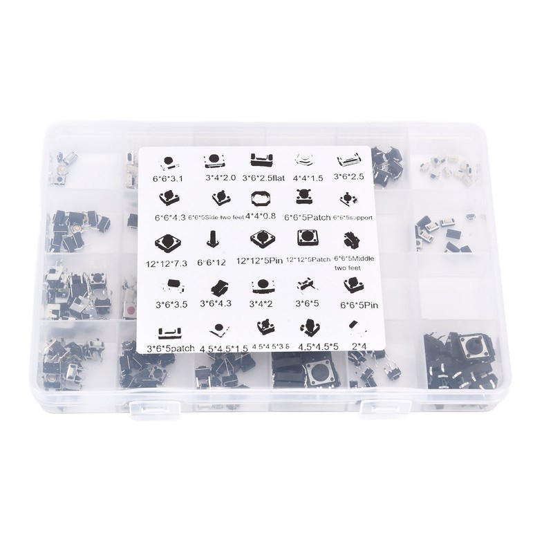 250pcs Tact Push Switch Micro Combination Kit 25 Values Boxed