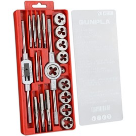 Gunpla Tap and Die Set 20 Pieces Tungsten Alloy Steel Metric Tap and Die Kit M3-M12 Combination for Cutting External and Internal Thread with Storage Case