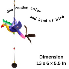 Generic Wooden Wind Chimes for Outside, Wooden Animal Hanging Wind Spinners, Spinning Feathers, Spinner Animals Wind Chimes, Bird Wood Chime Outdoor Porch Patio Yard (Bird A (Random Color))