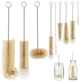 MASTERTOP Flaschenbürste Set,9-Teiliges Spülbürste Flaschen Reinigungsset mit Flauschiger Pomponkopf,Multifunktionale Flaschenputzer Flaschenreiniger für Strohhalm,Milchflasche,Weinglas,Dekanter