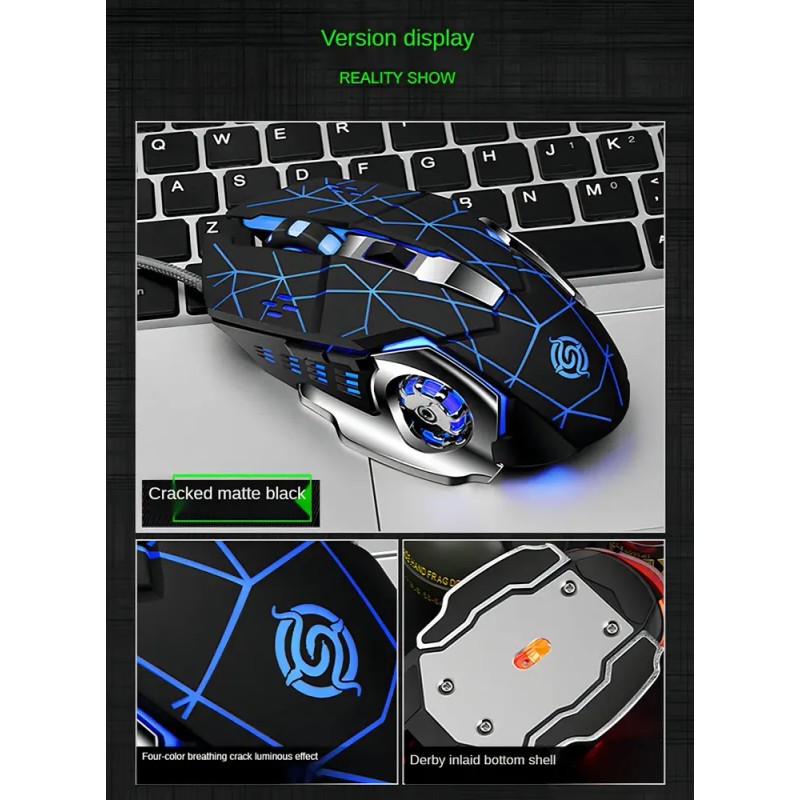 Mouse Gamer K-Snake Q5 con 6 Botones, 3200 dpi y