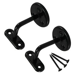 Black Support Wall Mounted Handrail Brackets Banister Support Handrail 63mm with Matching Screws Rail Brackets for Stairs Handrail Holder with Rosette for Indoor and Outdoor Stairs Pack of 5.
