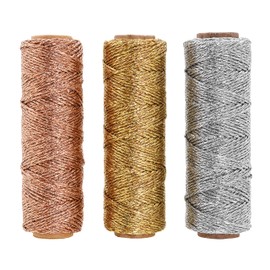 Mandala Crafts Gold Silver Rose Gold Baker Twine Metallic Twine for Gift Wrapping - Decorative Bakers Twine String for Crafts Christmas Holiday Wedding 11 Ply 55 Yards