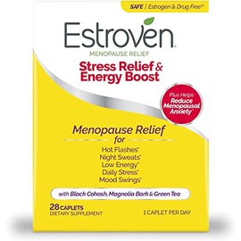 Estroven Alivio del estrés y impulso de energía para alivio de la menopausia, sin medicamentos, 28 Unidades (paquete de 1)