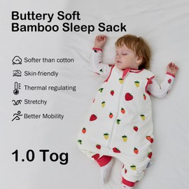 BubblePanda Rayon Made from Bamboo Toddler Sleep Sack with Feet 6-12 Months 1.0 Tog Ultra Soft Toddler Sleeping Sack Baby Sleep Bag Walker Quilted Wearable Blanket with Legs 2-Way Zipper Lightweight