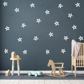 ZzMY 49 Pcs Star Wall Decals Removable Wall Stickers Modern Nursery Wall Art Vinyl Wall Decor for Kids Room Y92 (White)
