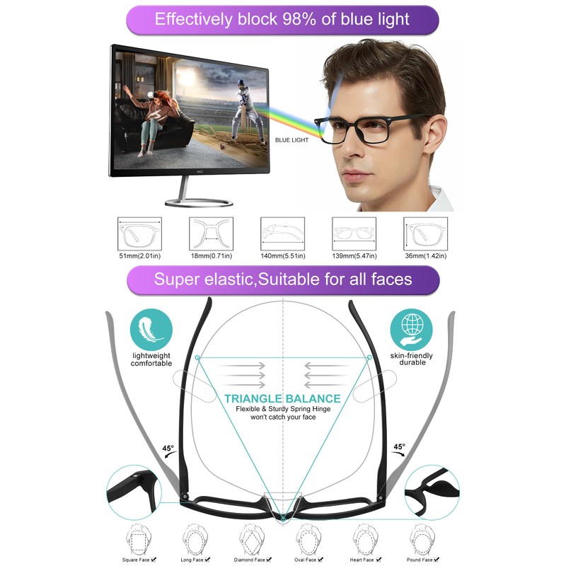 MARE AZZURO Lightweight Progressive Multifocus Reading Glasses Blue Light Blocking