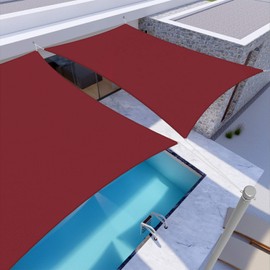 Windscreen4less Rectangle Red 12'x16' Waterproof Sun Shade Sail Canopy Cover UV Blockage for Pergola Patio Deck Balcony Yard Outdoor