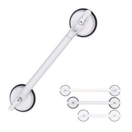 Relaxdays Extendable Suction Handle, 57-69 cm, Shower & Bathtub, 70 kg, for Seniors, Wall, Suction Lifter, White, L