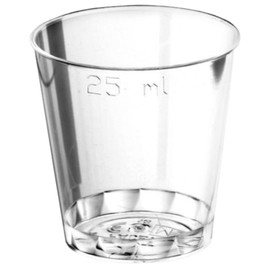 AIOS Pack of 100 Plastic Shot Glasses - Multi Use Crystal Clear Sampling Cups 25ml / UK Single Measure