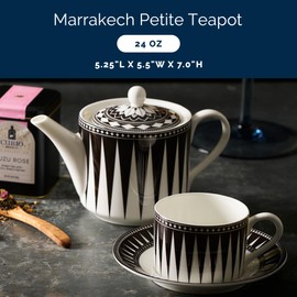 Caskata Aesthetic Petite Teapot | Bone China Black Teapot for Entertaining or Everyday | Perfect for Wedding, Birthday, Christmas & Holiday Gifts | 24 oz