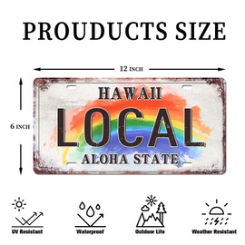 Retro Vintage Hawaiian License Plate - Aloha Hawaii State Metal Tin Sign for Home Decor Wall Plaque 12x6 Inch (LOCAL)