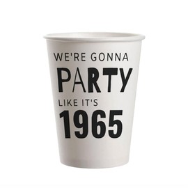 SharkBliss 1965 60th Birthday Party Cups, 20 Pack 9oz Black We're Gonna Party Like It's 1965 60th Birthday Disposable Paper Cups for His Her Sixty 60th Birthday (Gonna 1965)