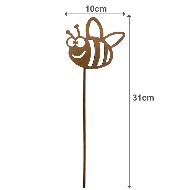 KRONLY Garden Stake Cute Thick Bee Rust Stake Metal Weatherproof