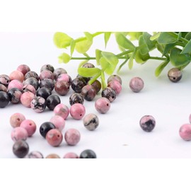 Natural Stone Beads 100pcs 10mm Black Stripe Rhodonite Round Real Stone Beading Loose Gemstone Hole 1mm DIY Charm Beads for Bracelet Necklace Earrings Jewelry Making (Black Stripe Rhodochrosite, 10mm)