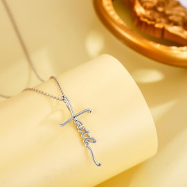 ONEFINITY Faith Necklace for Women 925 Sterling Silver Faith Cross Pendant Necklace Religious Jewellery Gifts for Women Men