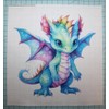 Fabric Panel 14"x14" Baby Dragon 100% Cotton Quilting Panel Square