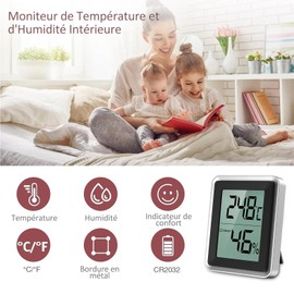 LOFICOPER Digital Thermometer, Hygrometer, 2 Pieces, Mini Weather Station, Small Thermo-Hygrometer, Humidity Monitor for Indoor Thermometer, -58℉ to 158℉, 10%RH to 99%RH, Switching ℃/℉