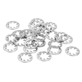 uxcell 25Pcs Internal Tooth Washers, 5/16-Inch Stainless Steel Internal Serrated Washer for Mechanical Equipment Fasteners, Silver Tone