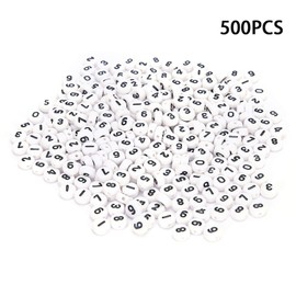 Acrylic Beads, DIY Jewellery Accessories, Round Number Beads Set, 500 Pieces, White, Handmade Beaded Accessories for Decoration and Craft Lovers