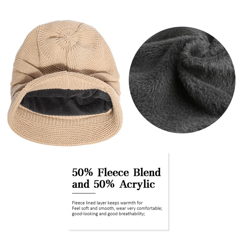 DANMY Womens Winter Beanie Hat,Fleece Lining Warm Knitted Slouchy Beanie