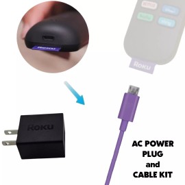 For Roku 6FT For Roku voice remote Pro Rechargeable Charging Cable & USB Wall adapter KIT