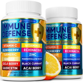 12 in 1 Immune Defense Vitamins - Immune Support Supplement w/VIT D3, Vitamin С, Zinс, Echinacea, Elderberry, Ginger &More - Natural Immunity System Booster - Immune & Muscle Health 120cs