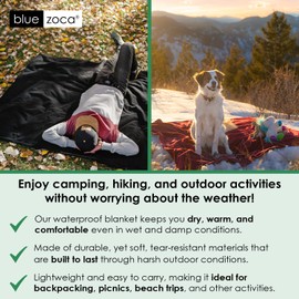 Blue Zoca Waterproof Blanket | Machine Washable Dog Bed Cover | Waterproof Pet Blanket for Couch, Bed & Car | Cat & Dog Blankets for Large Dogs, Pets & Adults | Travel Size - 65x50in Black